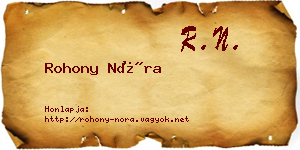 Rohony Nóra névjegykártya