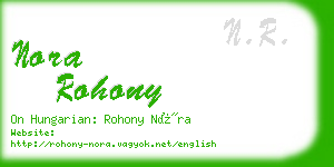 nora rohony business card
